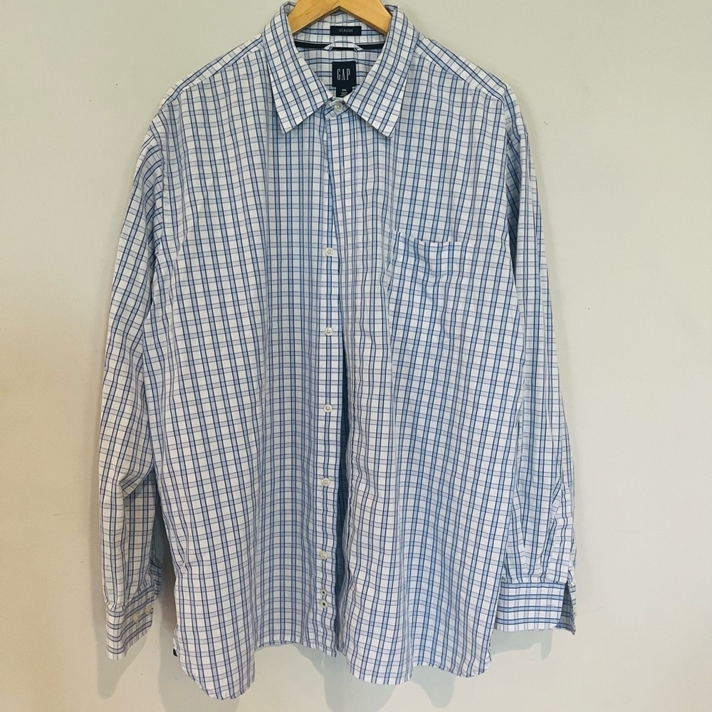 GAP Men's Casual Blue Plaid Shirt